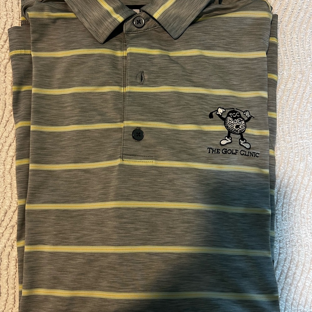 FJ Gray Polo Shirt with Yellow Stripes